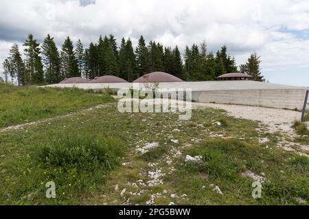 Asiago, Italia - 25 luglio 2020: Vista della prima guerra mondiale Forte Campolongo Foto Stock