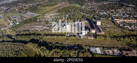 Vista aerea, ex miniera di Lippe DSK al Egonstraße al confine con la città di Gelsenkirchen, nel distretto Westerholt di Herten, nella regione della Ruhr, nel Nord Reno- Foto Stock