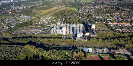 Vista aerea, ex miniera di Lippe DSK al Egonstraße al confine con la città di Gelsenkirchen, nel distretto Westerholt di Herten, nella regione della Ruhr, nel Nord Reno- Foto Stock