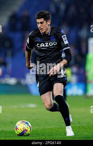 BARCELLONA - FEBBRAIO 13: Carlos Fernandez Luna in azione durante la partita di LaLiga tra RCD Espanyol e Real Sociedad allo Stadio RCDE il 13 febbraio, Foto Stock