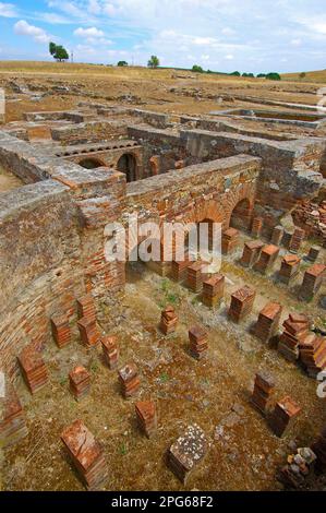 Le rovine della villa romana di Pisoes, Beja, Alentejo, Portogallo Foto Stock