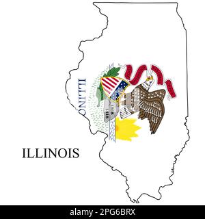 Illustrazione del vettore della mappa dell'Illinois. Economia globale. Stato in America. Nord America. Stati Uniti. America. STATI UNITI Illustrazione Vettoriale