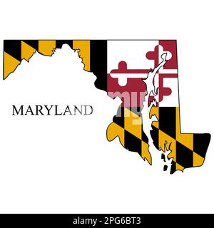 Illustrazione del vettore della mappa del Maryland. Economia globale. Stato in America. Nord America. Stati Uniti. America. STATI UNITI Illustrazione Vettoriale