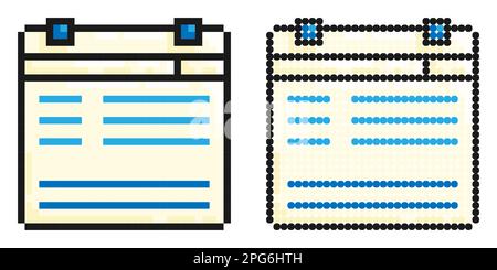 Icona pixel. Tablet per mantenere l'elenco, elenco di cose importanti da fare. Semplice vettore di gioco retrò isolato su sfondo bianco Illustrazione Vettoriale