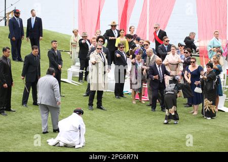 Sydney, Australia. 21st marzo 2023. Anteprima media di Madama Butterfly per Hana Opera sul porto di Sydney a Fleet Steps, Mrs Macquaries Point. Nella foto: Prove di vestito. Credit: Richard Milnes/Alamy Live News Foto Stock