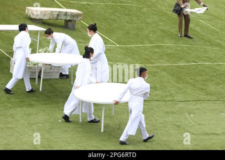 Sydney, Australia. 21st marzo 2023. Anteprima media di Madama Butterfly per Hana Opera sul porto di Sydney a Fleet Steps, Mrs Macquaries Point. Nella foto: Prove di vestito. Credit: Richard Milnes/Alamy Live News Foto Stock