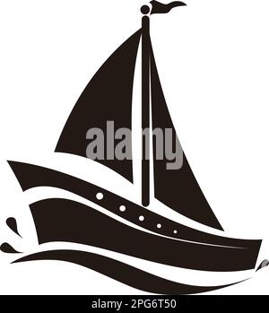 Icona di una nave a vela vintage Illustrazione Vettoriale