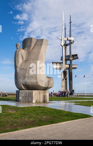 Joseph Conrad Monumento e Sails Monument nella città di Gdynia, Polonia. Foto Stock