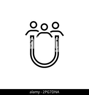 Icona persone dipendenti di fidelizzazione nella linea aziendale. Pittogramma lineare cliente attrazione lead. Icona Magnet Acquisition Potential Client Outline Illustrazione Vettoriale