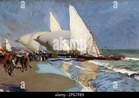 La spiaggia di Valencia o la playa de Valencia. Joaquín Sorolla. 1908. Foto Stock