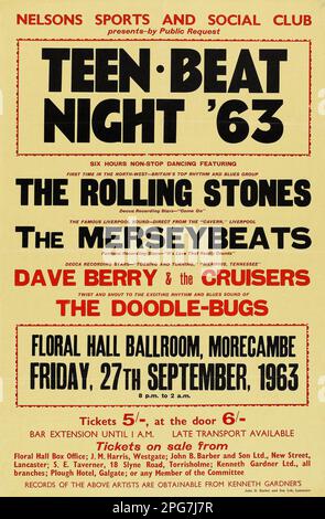 Nelson Sports and Social Club presenta The Rolling Stones, Teen Beat Night '63 Floral Hall Ballroom Concert Poster (settembre 27 1963) Foto Stock