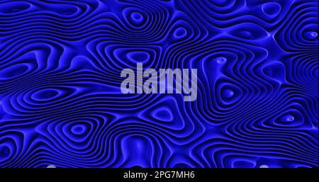 Curve e cerchi uniformi. Onde a coste blu. Rendering 3D astratto dello sfondo. Foto Stock