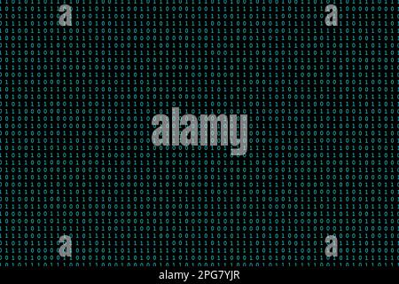 Codice binario su sfondo nero. Il concetto di tecnologia digitale.bit 1 0 blu si illuminano giù tecnologia codice astratto sfondo nero Foto Stock