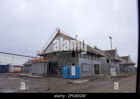 Costruzione di nuove case a Koningskwartier, Zuidplaspolder Zevenhuizen, Paesi Bassi Foto Stock