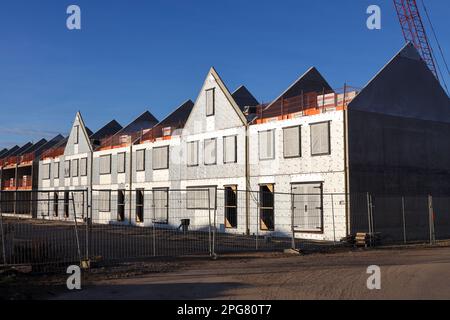 Costruzione di nuove case nel Koningskwartier Zevenhuizen, Zuidplaspolder, Paesi Bassi Foto Stock