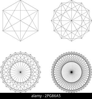 Insieme di elementi geometrici e forme. Disegni vettoriali a geometria sacra Illustrazione Vettoriale