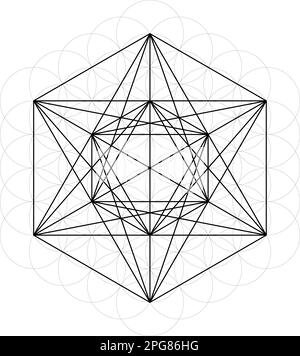 Figure geometriche. Geometria Sacra Davids Star e Flower of Life illustrazione vettoriale Illustrazione Vettoriale