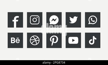 Icone dei logo dei social media più popolari Illustrazione Vettoriale