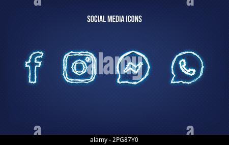 Popolare social network logo raccolta icone Illustrazione Vettoriale