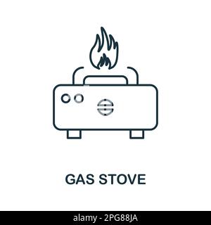 Icona linea di stufa a gas. Elemento semplice da collezione cucina. Creative gas stufa contorno icona per web design, modelli, infografiche e altro ancora Illustrazione Vettoriale