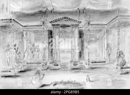 Concept Art / Set Design by Art Director OLIVER MESSEL per il film VIVIEN LEIGH e CLAUDE RAINS in CAESAR AND CLEOPATRA 1945 regista GABRIEL PASCAL giocare George Bernard Shaw Gabriel Pascal Productions / produttori indipendenti / Orchestra Sinfonica Nazionale / Eagle-Lion Distributors Ltd. Foto Stock