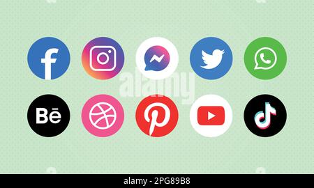 Icone dei logo dei social media più popolari Illustrazione Vettoriale