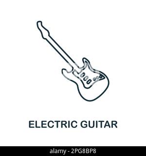 Icona linea chitarra elettrica. Elemento semplice della collezione di strumenti musicali. Creative Electric Guitar contorno icona per web design, modelli Illustrazione Vettoriale