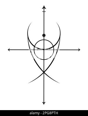 Sigil di protezione. Amuleti magici divini. Geometria Sacra, simbolo religioso. Può essere utilizzato come tatuaggio, loghi e stampe, direzione della fortuna. Vettore Illustrazione Vettoriale