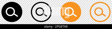 Set di icone lente di ingrandimento. Illustrazione vettoriale isolata su sfondo trasparente Illustrazione Vettoriale