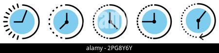 Set di icone di passaggio del tempo. Illustrazione vettoriale isolata su sfondo bianco Illustrazione Vettoriale