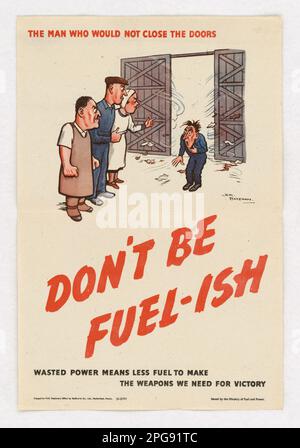 L'uomo che non chiuderebbe le porte - non sia combustibile-ish. Nazione: Inghilterra artista: H. M. Bateman stampato da: Stafford & Co., Ltd.. 1942 - 1945. Ufficio per la gestione delle emergenze. Ufficio delle informazioni di guerra. Filiale operazioni nazionali. Ufficio servizi speciali. 3/9/1943-9/15/1945. Manifesti stranieri della seconda guerra mondiale Foto Stock