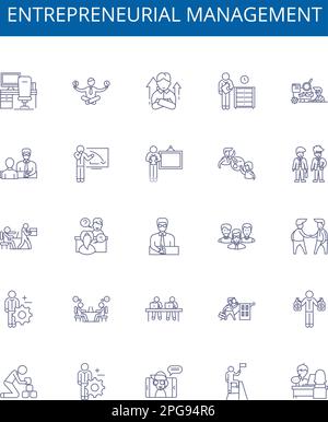 Gestione imprenditoriale linea icone segno set. Design collezione di imprenditorialità, Management, Start up, Business, strategia, Rete, rischio Illustrazione Vettoriale