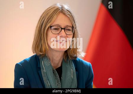 Dusseldorf, Germania. 21st Mar, 2023. Jill GALLARD, GBR, Ambasciatore britannico in Germania, Ambasciatore del Regno Unito, Ritratto britannico, Ritratto, immagine singola ritagliata, motivo singolo, Nella Cancelleria di Stato di Duesseldorf, 21 marzo 2023, Credit: dpa/Alamy Live News Foto Stock