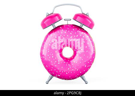 Donut come sveglia, 3D rendering isolato su sfondo bianco Foto Stock