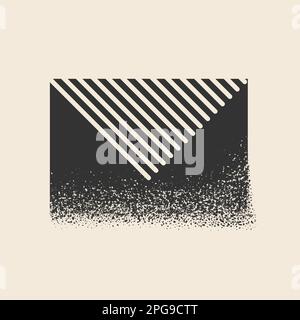 Busta di posta grunge astratta. Brutalism disegno vettore illustrazione per web, logo, icona. Illustrazione Vettoriale