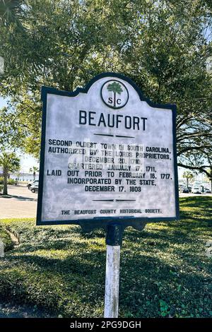 Beaufort segno per la seconda città più antica del South Carolina Foto Stock