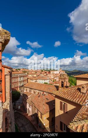 Perugia centro storico skyline da porta Sole Foto Stock