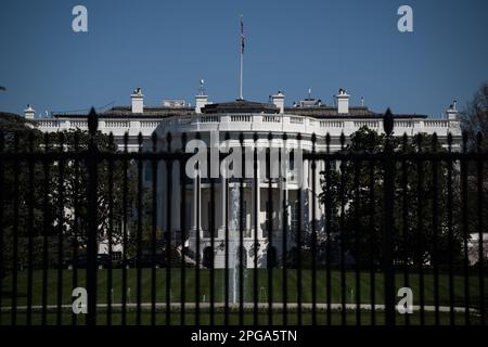 Washington, Stati Uniti. 21st Mar, 2023. Una vista generale della Casa Bianca, a Washington, DC, il, Martedì, Marzo 21, 2023. (Graeme Sloan/Sipa USA) Credit: Sipa USA/Alamy Live News Foto Stock