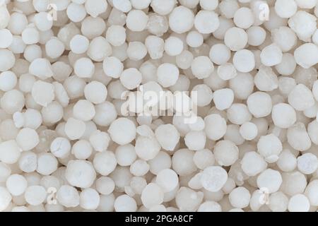 Tapioca perle di amido bianco dettaglio microscopia, larghezza immagine 23mm Foto Stock