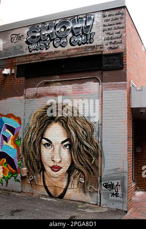 USA, Maine Portland, Wall Art, Pop Art, Alley Off Center Street, a sud di Spring St Foto Stock