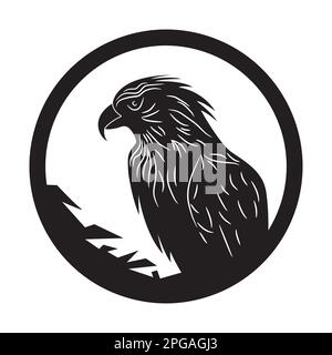 Logo Parrot. Profilo astratto del pappagallo. Emblema nero pappagallo. Illustrazione vettoriale Illustrazione Vettoriale