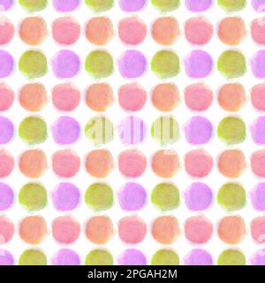 Watercolor vernice circolare senza cuciture motivo a pois per avvolgere carta e abiti per bambini stampa e tessuti Foto Stock