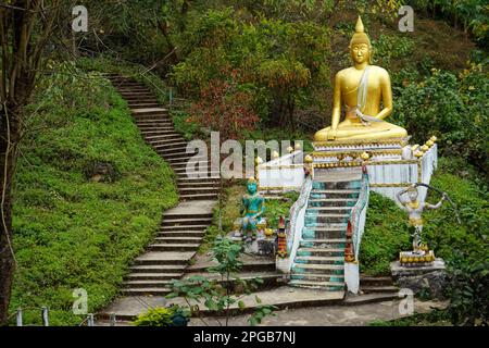 Figura di Buddha, Buddha, Tham PIU Cave, Muang Kham, Ban Chom Thong, Provincia di Xien Khouang, Laos Foto Stock