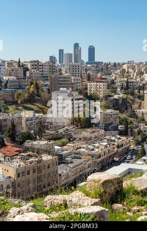 Vista della città dalla Cittadella, Amman, Giordania Foto Stock