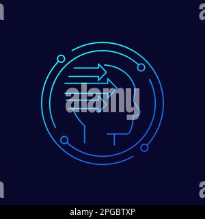 icona del vettore di linea della testa e delle frecce Illustrazione Vettoriale