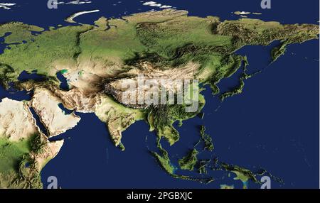 3D illustrazione di una mappa molto dettagliata dell'Asia. Elementi di questa immagine forniti dalla NASA. Foto Stock