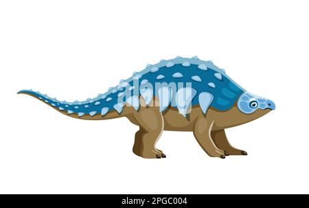 Fumetto Panoplosaurus dinosauro carattere. Mostro preistorico o rettile, lucertola del periodo cretaceo. Animale paleontologico, erbivoro isolato corazzato di Illustrazione Vettoriale