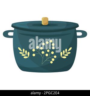 Piatto blu con decorazioni, disegno vettoriale. Illustrazione Vettoriale