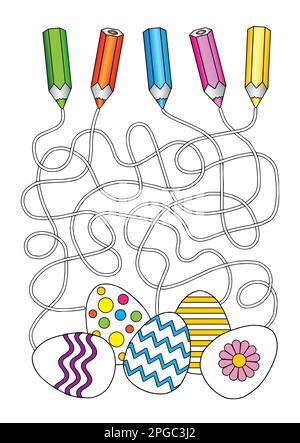 Labirinto gioco per i bambini, trovare il modo giusto per le uova di Pasqua Illustrazione Vettoriale
