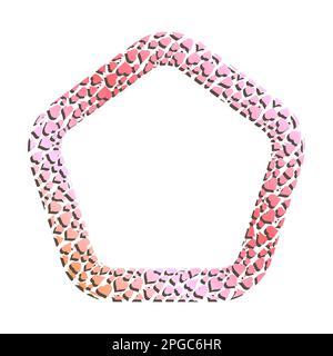 Cornice a cuori pentagonali dorati per basette decorative. Ornamento di San Valentino in metallo oro rosa isolato su sfondo bianco. Vettore Illustrazione Vettoriale